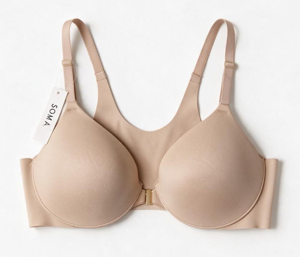 NEW Soma 34C Vanishing Front Close Bra Warm Amber Nude Underwire Comfort